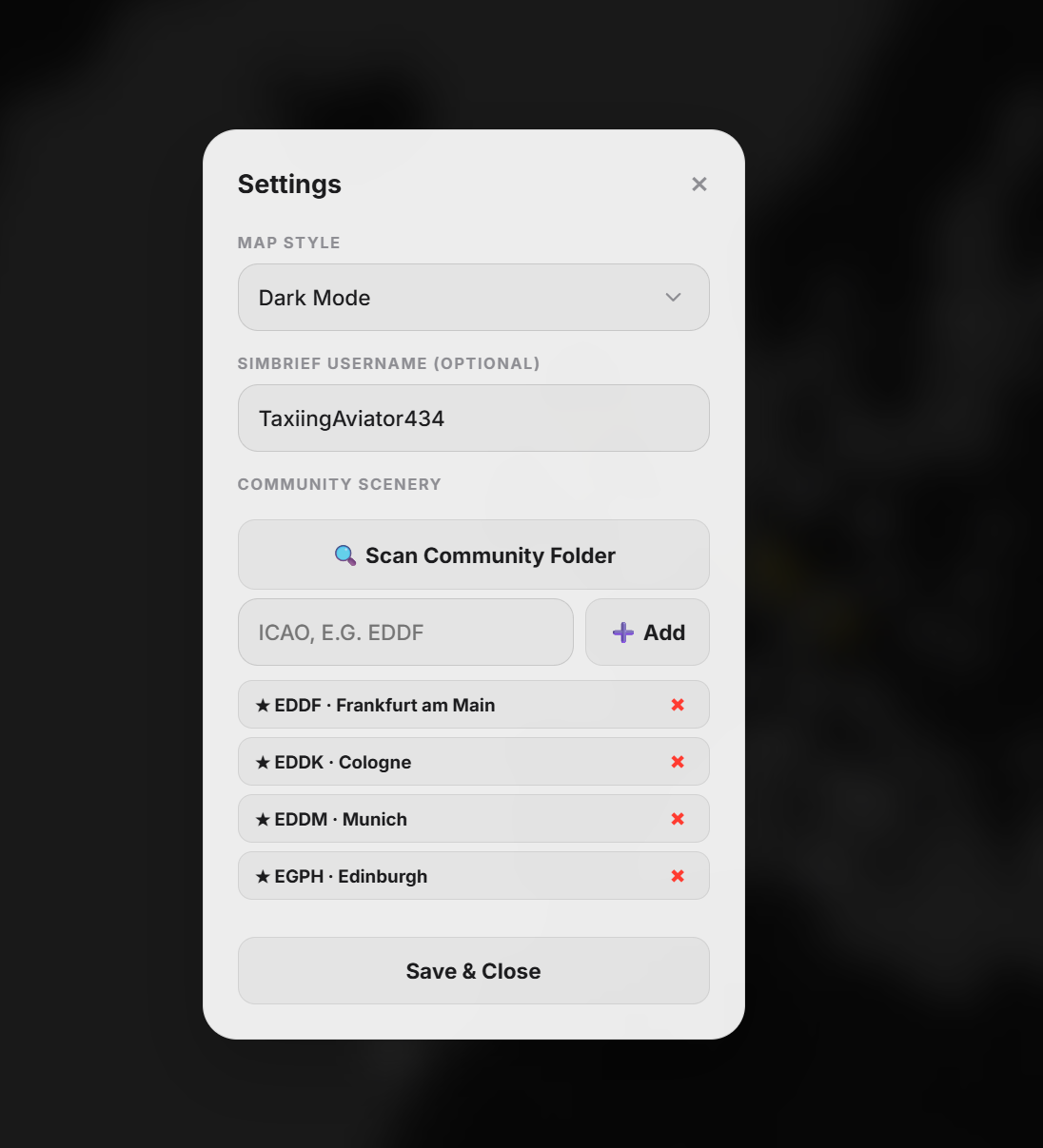 FlyLine settings preview